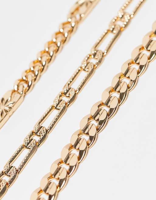 Pack de 3 pulseras doradas estilo cadenas variadas de ASOS DESIGN, 2 de 4