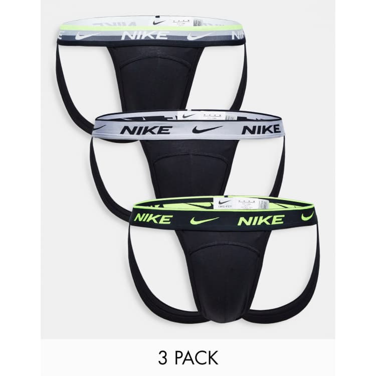 Pack de 3 suspensorios negros con cinturillas de colores de Nike