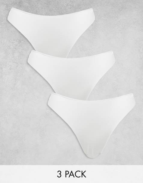 Pack de 3 tangas blancos de tejido efecto invisible y encaje de ASOS DESIGN - view 1