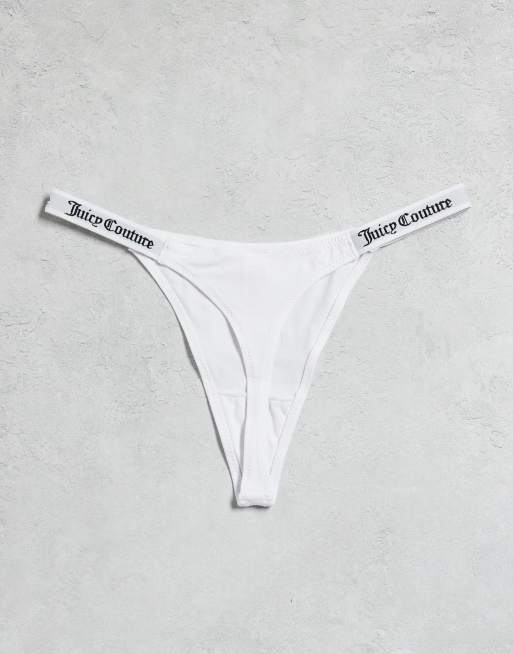 Pack de 3 tangas de color gris, blanco y azul con logo de Juicy Couture, 3 de 3