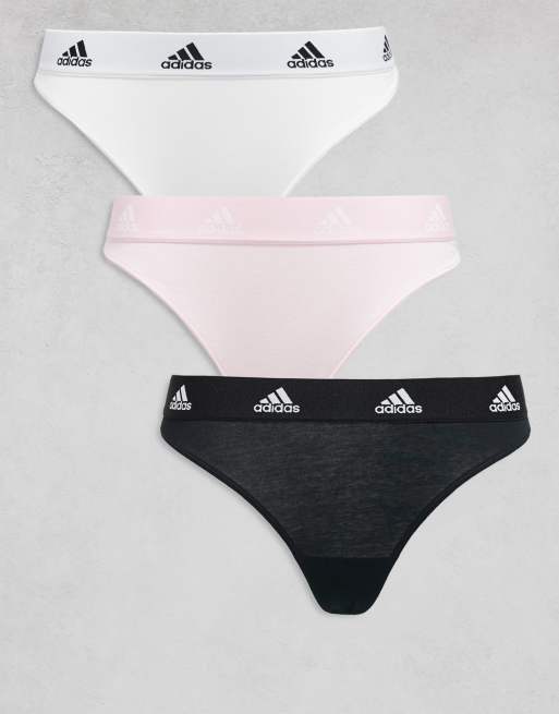 Pack de 3 tangas de color negro, blanco y rosa de algodón Active Comfort de adidas