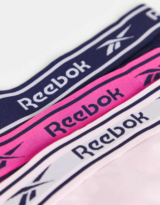Pack de 3 tangas de color rosa, azul marino y rojo cereza Pansy de Reebok, 3 de 4