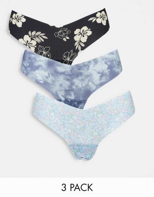 Pack de 3 tangas de colores invisibles con diseño estampado de Gilly Hicks 