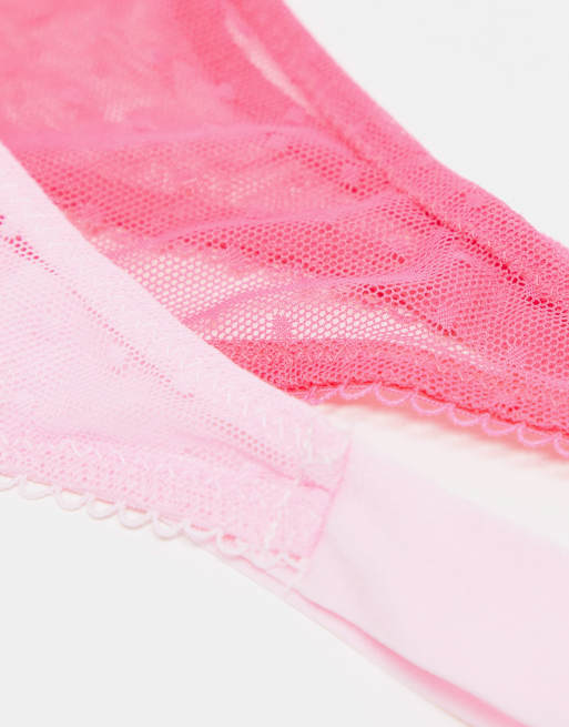 Pack de 3 tangas de pernera alta de color rojo y rosa de malla de lunares de ASOS DESIGN, 4 de 4
