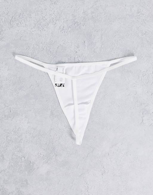 Pack de 3 tangas de tira de color negro, gris y blanco con bordado de fruto de algodón de ASOS DESIGN, 2 de 4