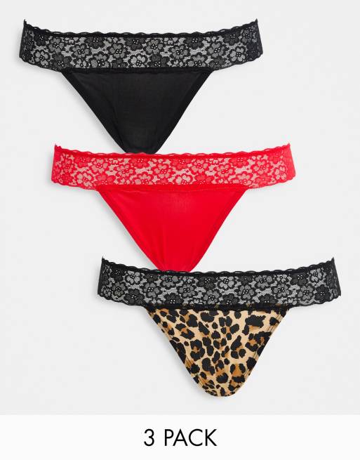 Pack de 3 tangas de varios colores con estampado animal de New Look