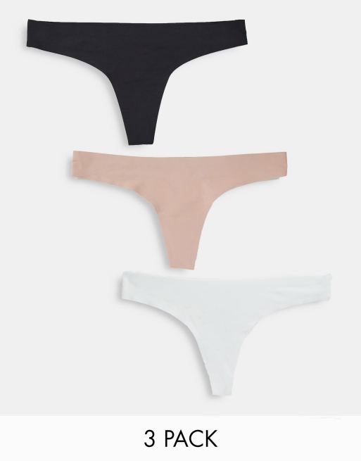 Pack de 3 tangas en varios colores sin costuras que no dejan marcas de New Look