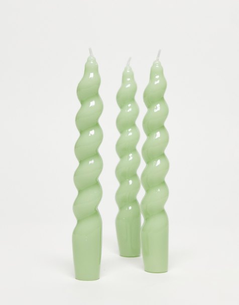 Pack de 3 velas color salvia en espiral Taper de MAEGEN - view 1