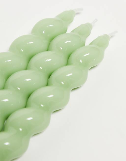 Pack de 3 velas color salvia en espiral Taper de MAEGEN, 3 de 4