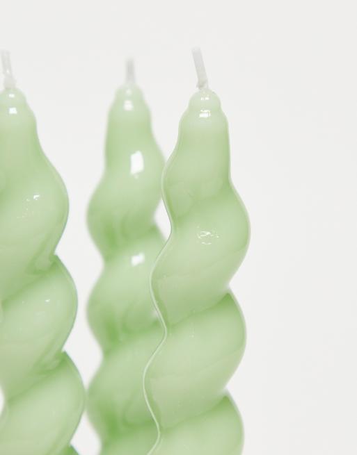 Pack de 3 velas color salvia en espiral Taper de MAEGEN, 4 de 4