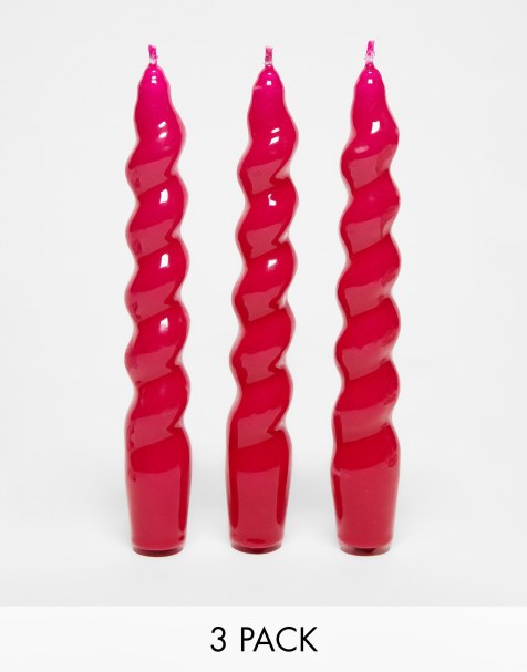 Pack de 3 velas magenta con diseño ahusado en espiral de MAEGEN - view 1