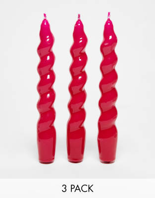 Pack de 3 velas magenta con diseño ahusado en espiral de MAEGEN