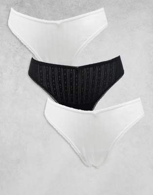 Pack De 2 Braguitas De Color Negro Y Blanco Con Diseño Reforzado De