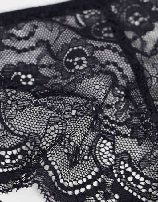 Pack de 3 braguitas brasileñas negras invisibles con ribetes de encaje de ASOS DESIGN Curve, 3 de 4