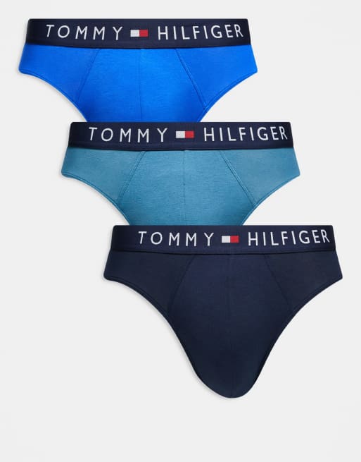 Pack de 3 braguitas de color azul marino, verde y azul Original de Tommy Hilfiger