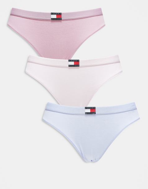 Pack de 3 braguitas de color lila y rosa pastel de corte bikini con detalle de bandera de Tommy Hilfiger - view 1
