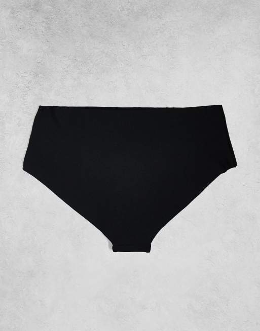 Pack de 3 braguitas de color negro, blanco y beis de cobertura media de tejido efecto invisible de ASOS DESIGN, 2 de 3