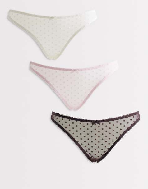 Pack de 3 braguitas de color rosa, blanco y baya de malla Olivia de Cotton On - view 1