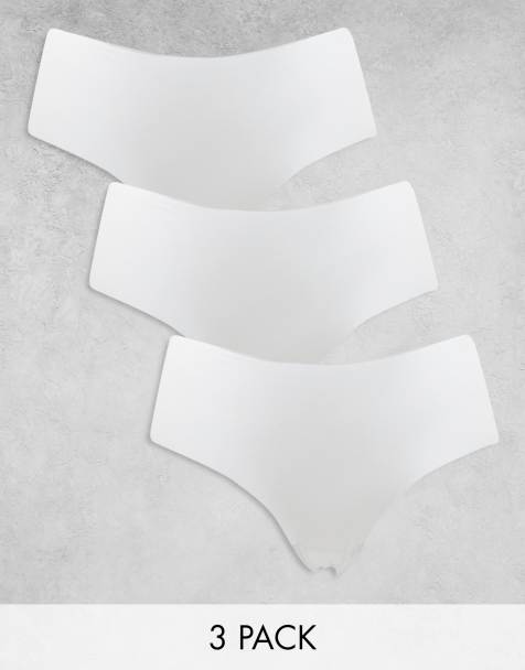 Pack de 3 braguitas hipster blancas estilo culotte de tejido efecto invisible de ASOS DESIGN - view 1