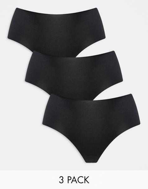 Pack de 3 braguitas hipster negras estilo culotte de tejido efecto invisible de ASOS DESIGN - view 1