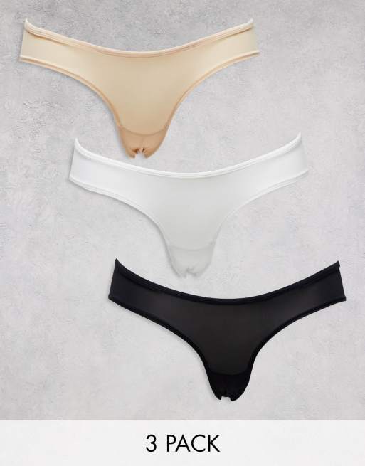 Pack de 3 braguitas invisibles brasileñas de varios colores con parte delantera de pico de Dorina 