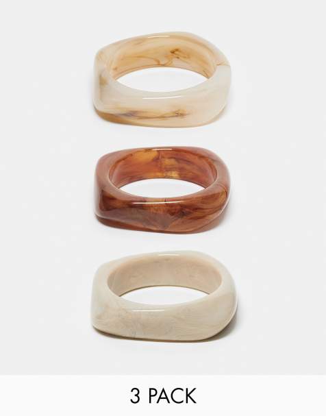 Pack de 3 brazaletes de tonos naturales de resina de ASOS DESIGN - view 1