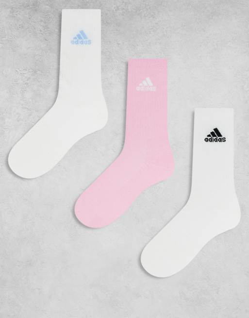 Pack de 3 calcetines deportivos de color blanco y rosa de adidas Training
