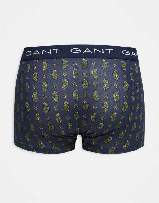 Pack de 3 calzoncillos azul marino con estampado de cachemir y logo en la cinturilla de GANT, 3 de 3