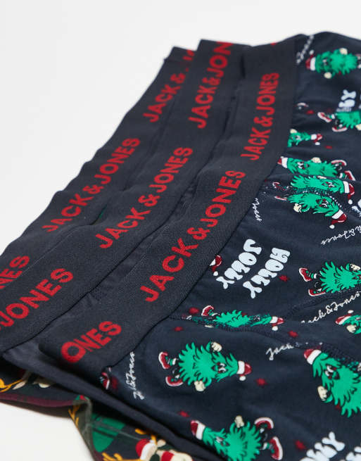 Pack de 3 calzoncillos azul marino con estampado de Rudolph de Jack & Jones, 3 de 3