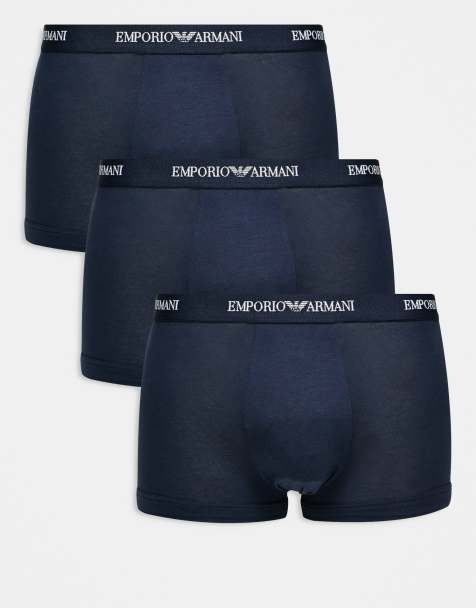 Pack de 3 calzoncillos azul marino con logo de Emporio Armani - view 1
