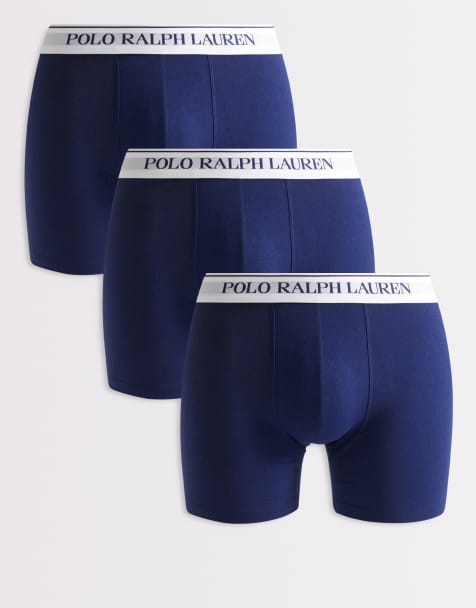 Pack de 3 calzoncillos bóxer azul marino elásticos con logo blanco de algodón de Polo Ralph Lauren - view 1