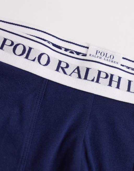 Pack de 3 calzoncillos bóxer azul marino elásticos con logo blanco de algodón de Polo Ralph Lauren, 3 de 3