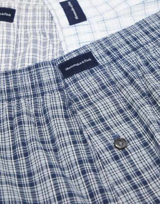 Pack de 3 calzoncillos bóxer azules a cuadros de Abercrombie & Fitch, 4 de 4