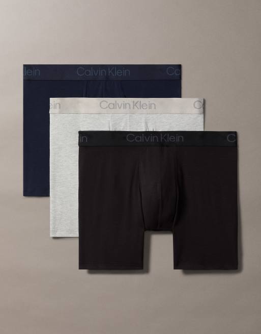 Pack de 3 calzoncillos bóxer de color gris, azul marino y negro Ultra Soft Modal de Calvin Klein