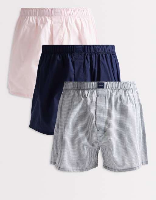 Pack de 3 calzoncillos bóxer de color rosa, gris y azul marino de algodón Cotton de Calvin Klein