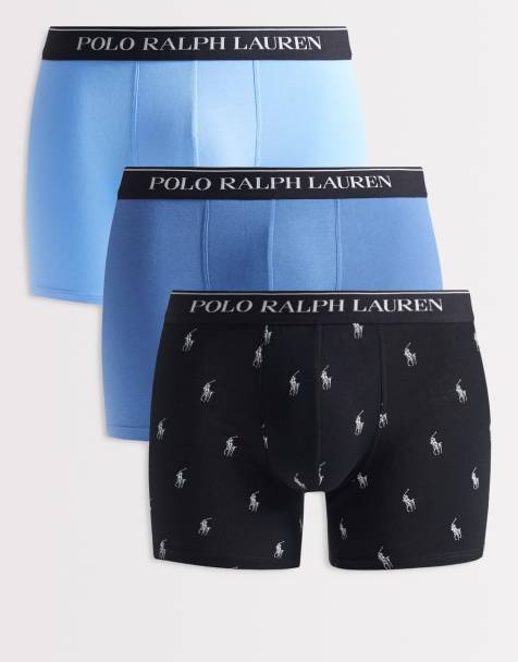 Pack de 3 calzoncillos bóxer en tonos azules con diseño liso y estampado integral del logo de Polo Ralph Lauren - view 1