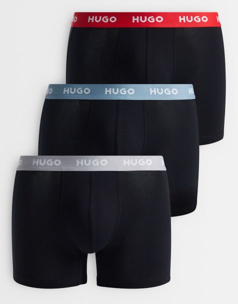 Pack de 3 calzoncillos bóxer negros con cinturilla del logo de Hugo Red - view 1