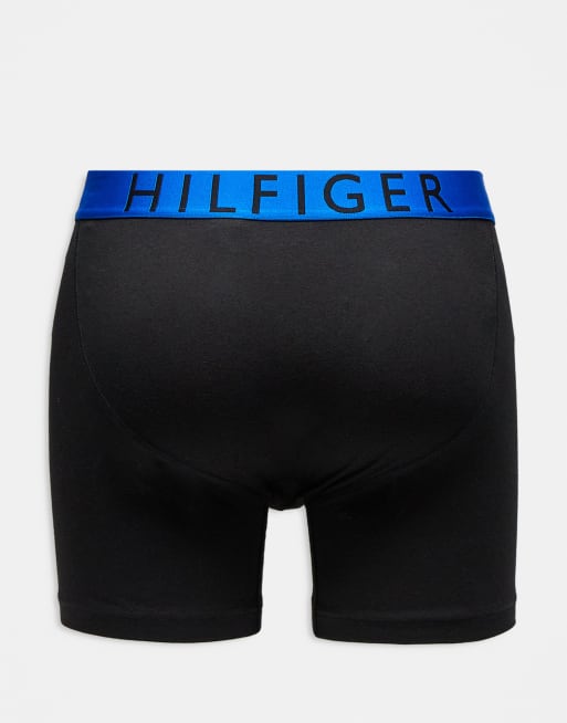 Pack de 3 calzoncillos bóxer negros con cinturillas de color azul y verde de algodón de Tommy Hilfiger, 3 de 3