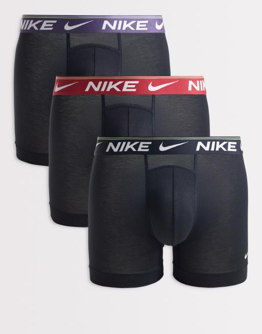 Pack de 3 calzoncillos bóxer negros con cinturillas de color rojo, morado y negro Ultra Comfort de Nike