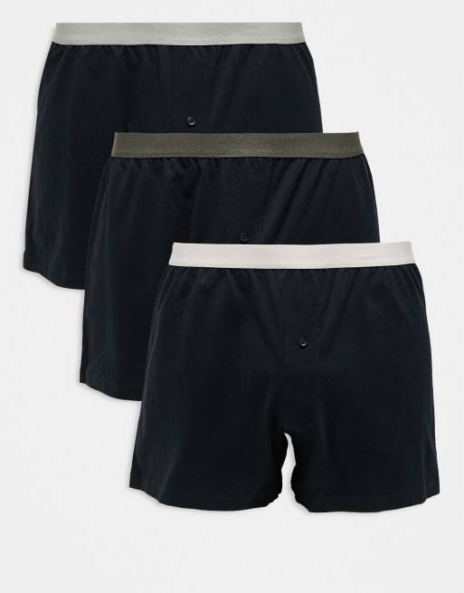 Pack de 3 calzoncillos bóxer negros con cinturillas de colores de ASOS DESIGN