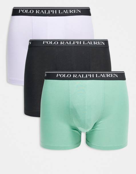 Pack de 3 calzoncillos clásicos de color verde claro, lila y negro con cinturillas blancas con logo de Polo Ralph Lauren - view 1