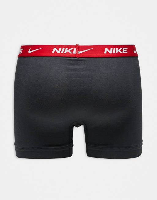 Pack de 3 calzoncillos con cinturillas de color azul, gris y rojo de algodón elástico Everyday Cotton Stretch de Nike, 2 de 3