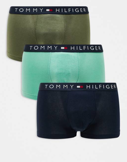 Pack de 3 calzoncillos de color azul marino, verde oliva y verde Original de Tommy Hilfiger