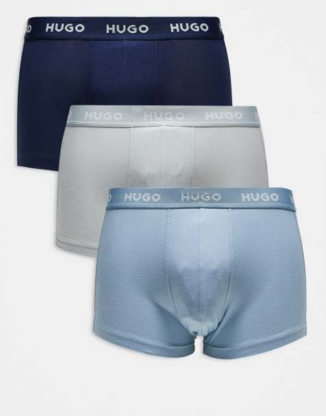Pack de 3 calzoncillos de color blanco, azul marino y azul claro con cinturilla del logo a tono de HUGO Red - view 1