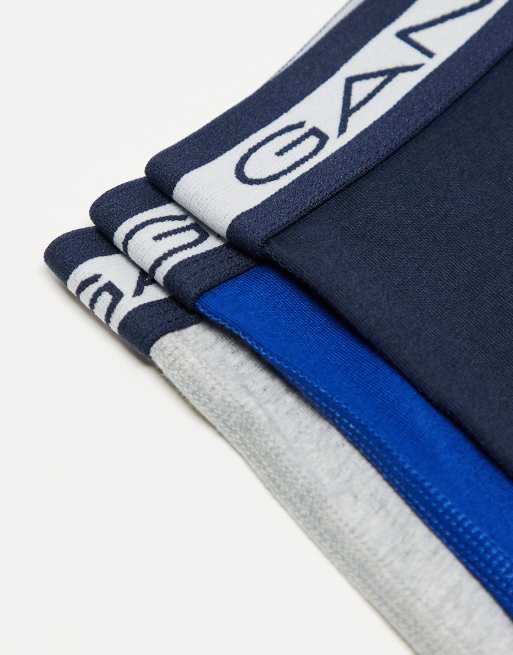 Pack de 3 calzoncillos de color gris, negro y azul con logo en la cinturilla de GANT, 3 de 4
