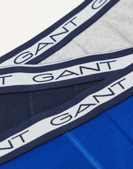 Pack de 3 calzoncillos de color gris, negro y azul con logo en la cinturilla de GANT, 4 de 4