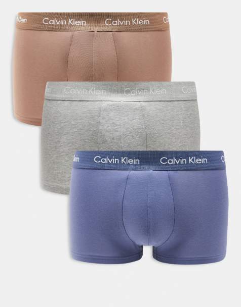 Pack de 3 calzoncillos de color marrón, azul y gris de talle bajo Cotton Stretch de Calvin Klein - view 1
