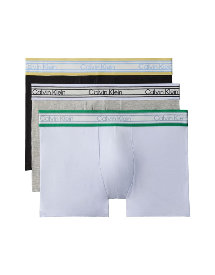 Calvin Klein Pack de 3 calzoncillos de color negro, azul y gris elásticos de algodón Icon Cotton Stretch de