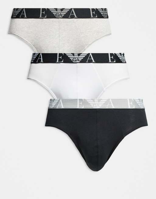 Pack de 3 calzoncillos de color negro, blanco y gris Bodywear de Emporio Armani