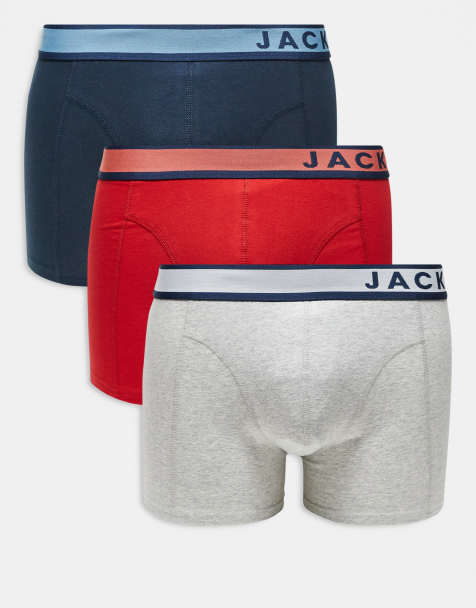 Pack de 3 calzoncillos de color rojo, azul y gris con logo de Jack & Jones - view 1